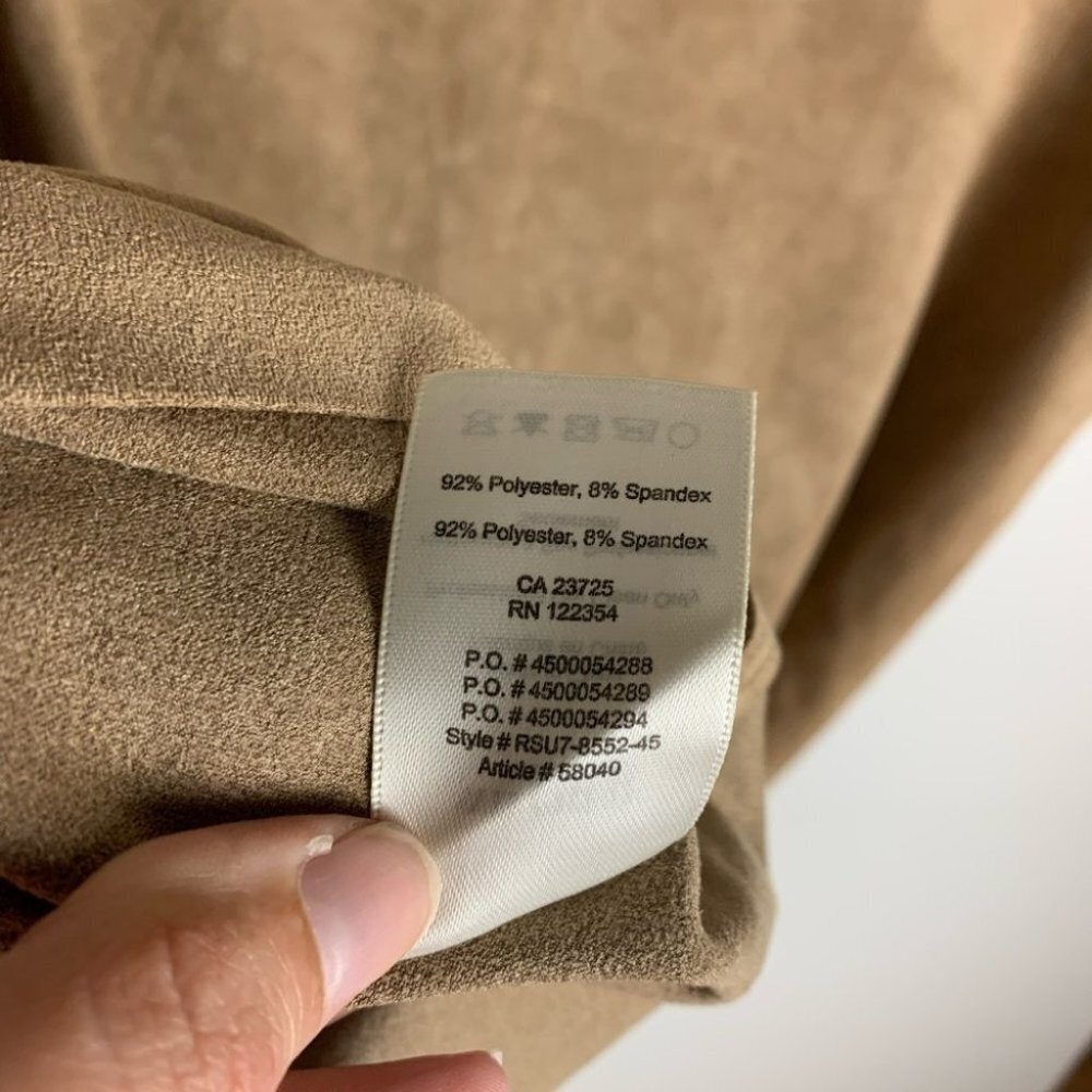 45. Wilfred Free Nori vegan Faux Suede Mini Dress Camel Size Medium  Aritzia - Picture 9 of 10
